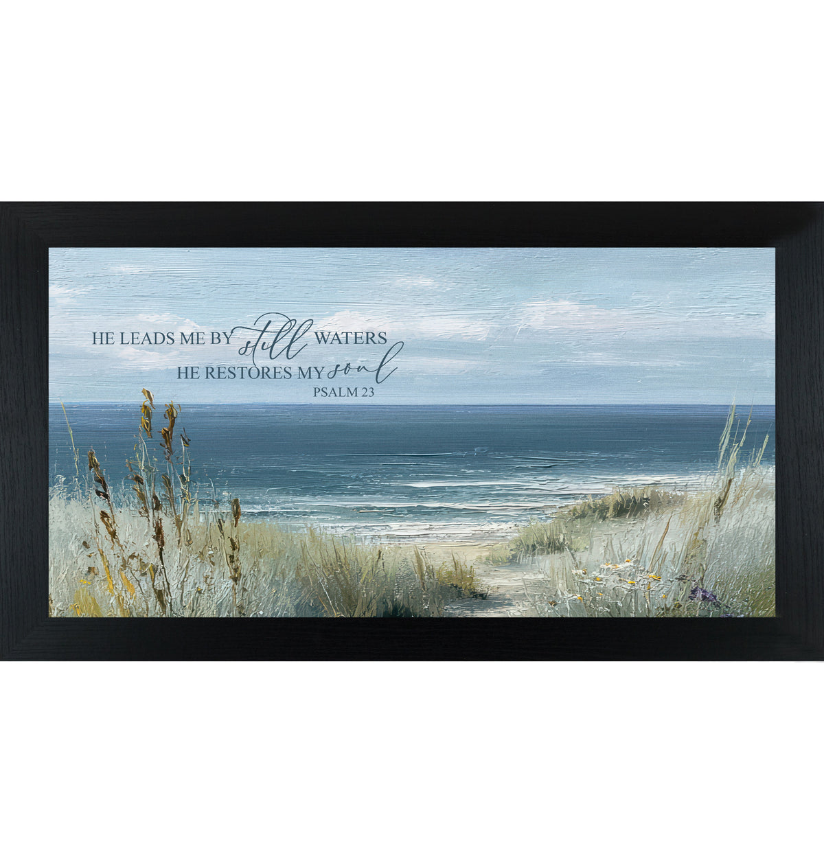 He Leads Me By Still Waters Psalm 23 coastal framed wall art - view 4