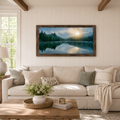 Be Still misty lake sunrise framed Christian wall art - view 1