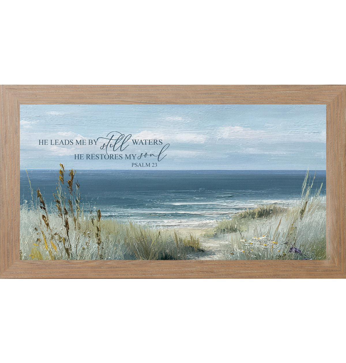 He Leads Me By Still Waters Psalm 23 coastal framed wall art - view 6