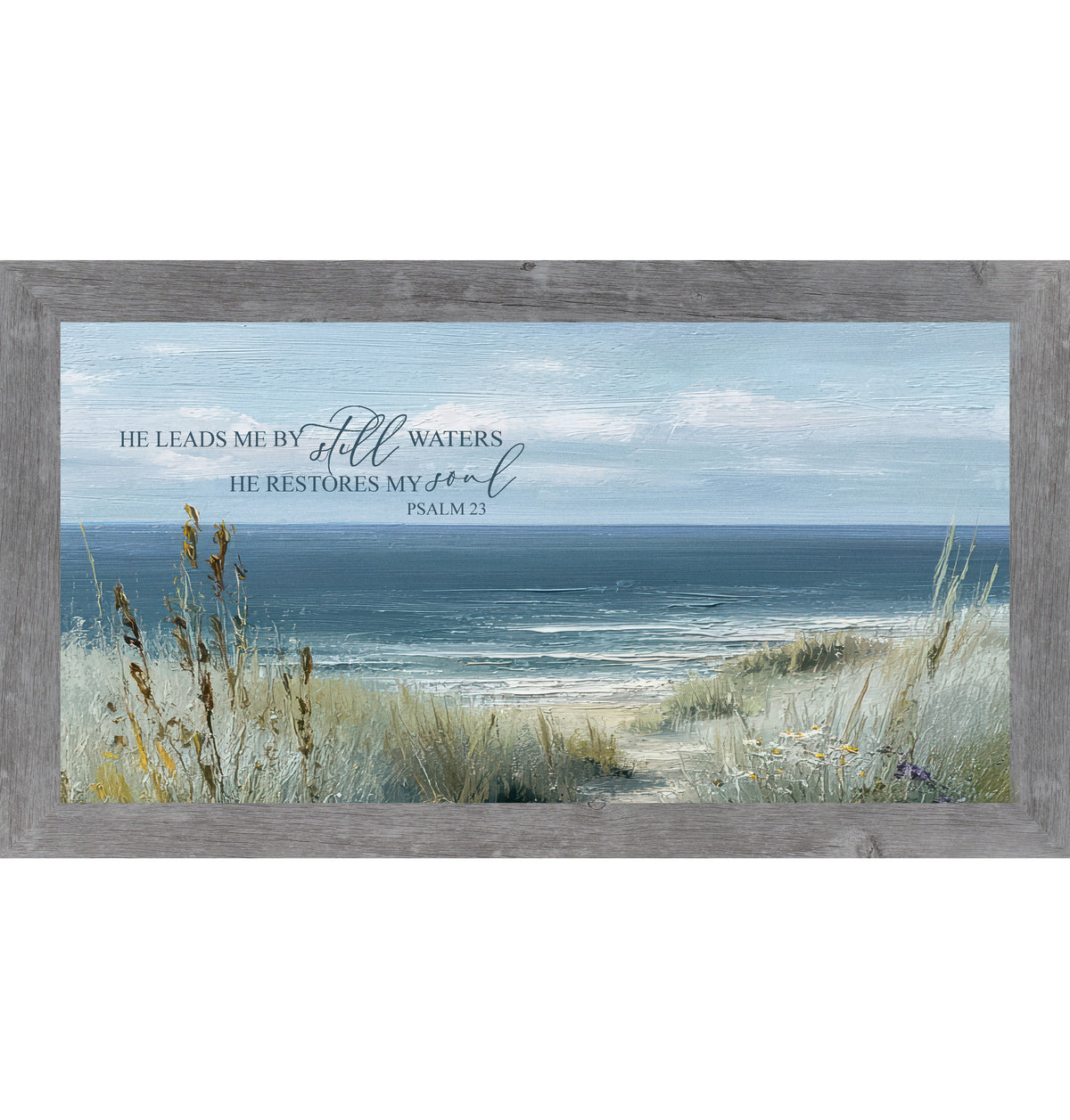He Leads Me By Still Waters Psalm 23 coastal framed wall art - view 2