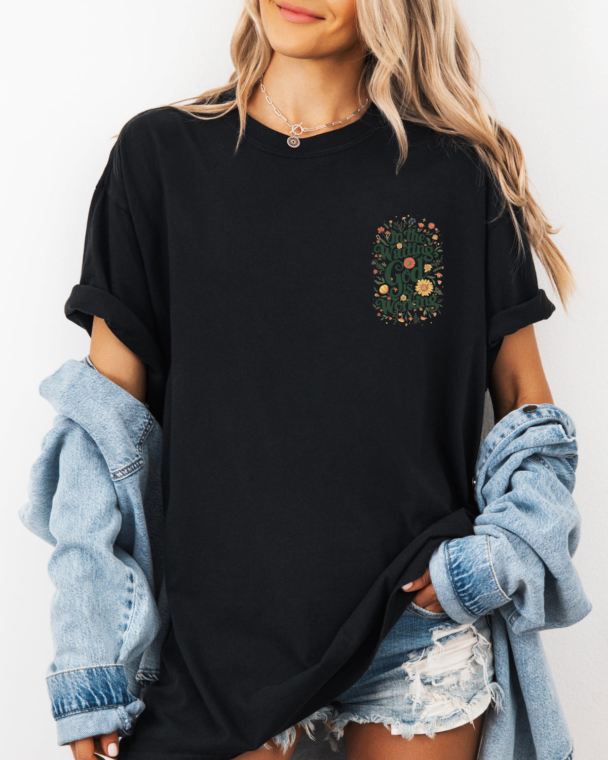 In The Waiting God Is Working floral Comfort Colors t-shirt - view 14