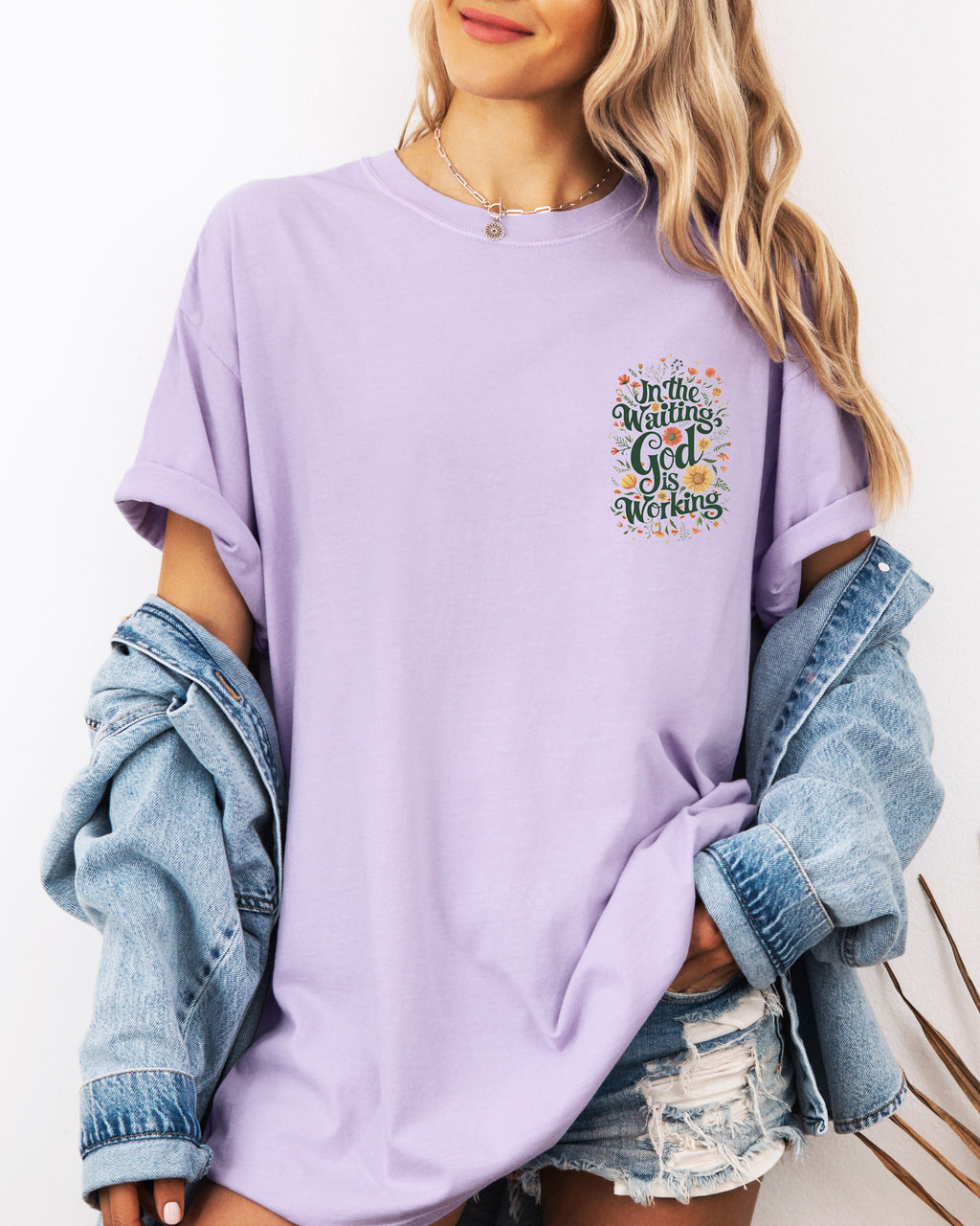 In The Waiting God Is Working floral Comfort Colors t-shirt - view 15
