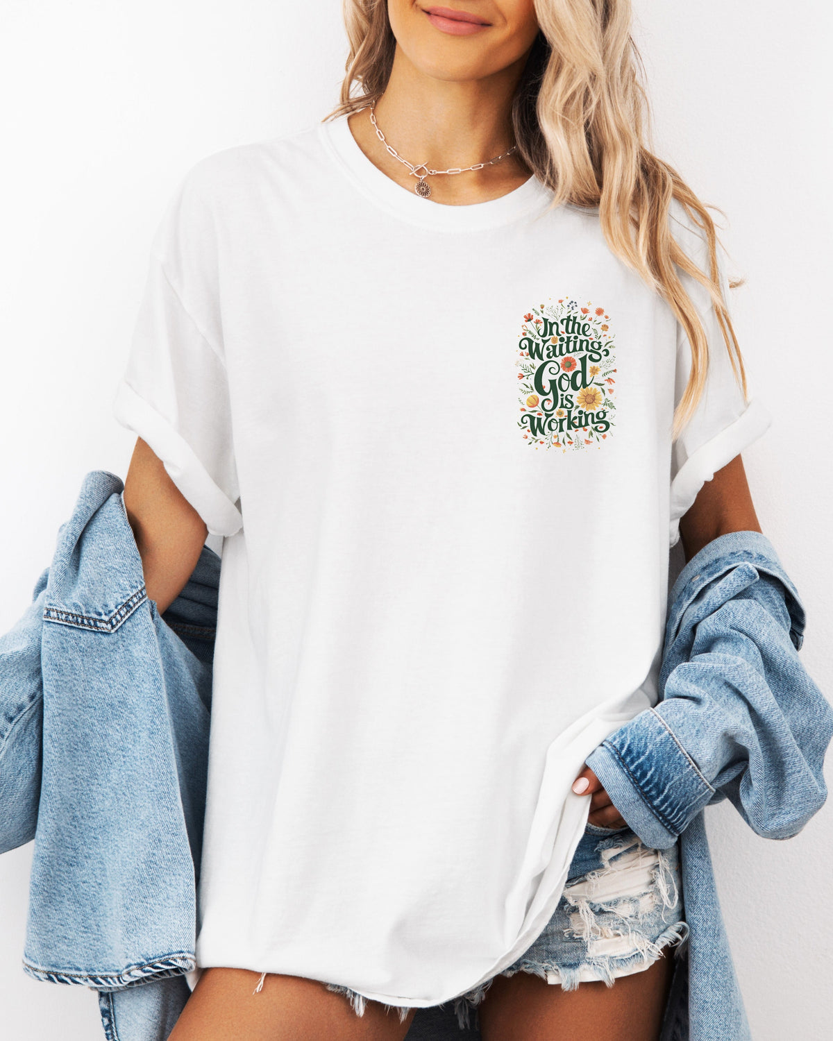 In The Waiting God Is Working floral Comfort Colors t-shirt - view 6