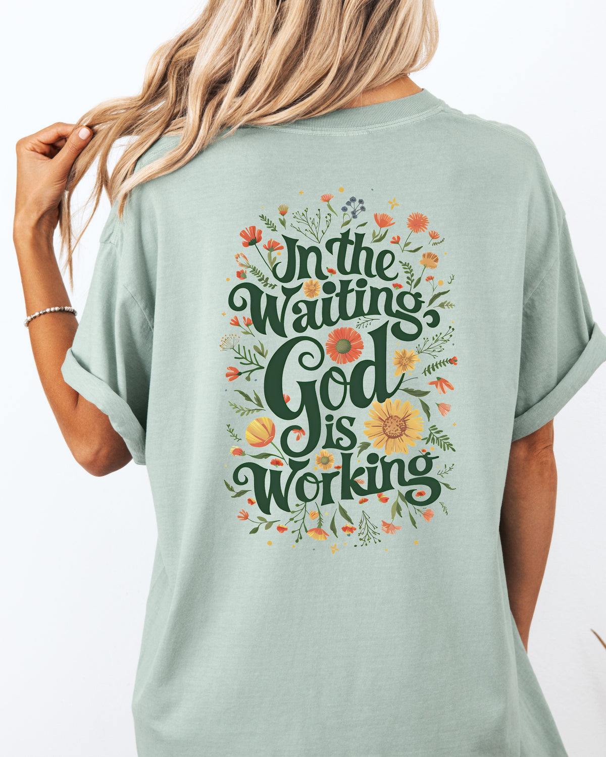 In The Waiting God Is Working floral Comfort Colors t-shirt - view 1