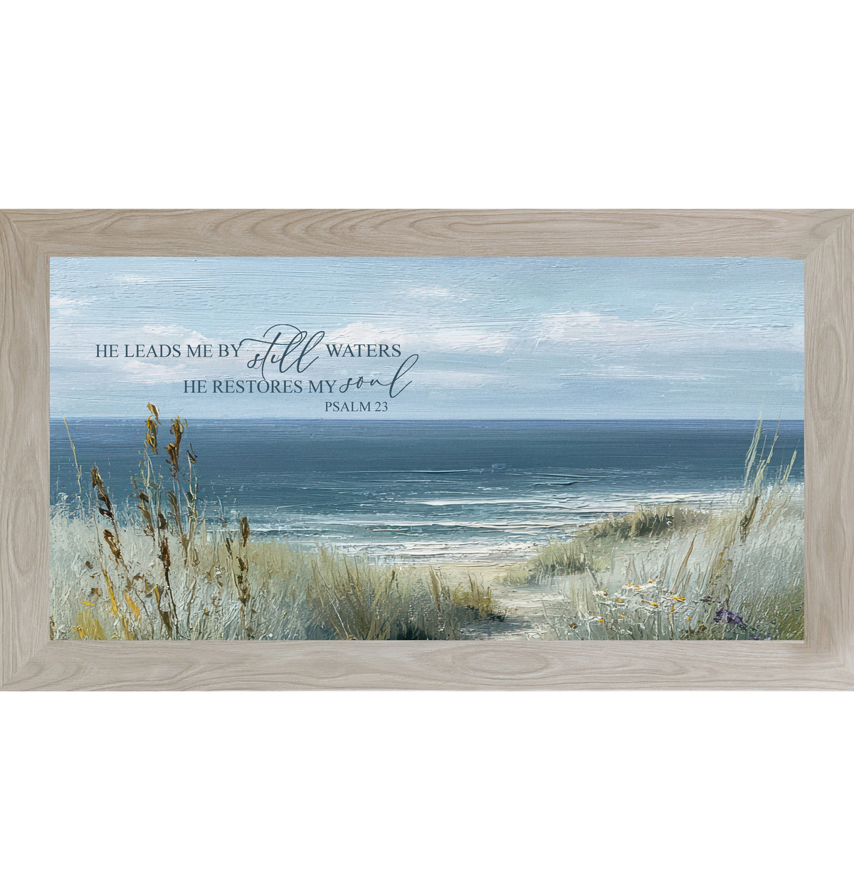 He Leads Me By Still Waters Psalm 23 coastal framed wall art - view 5