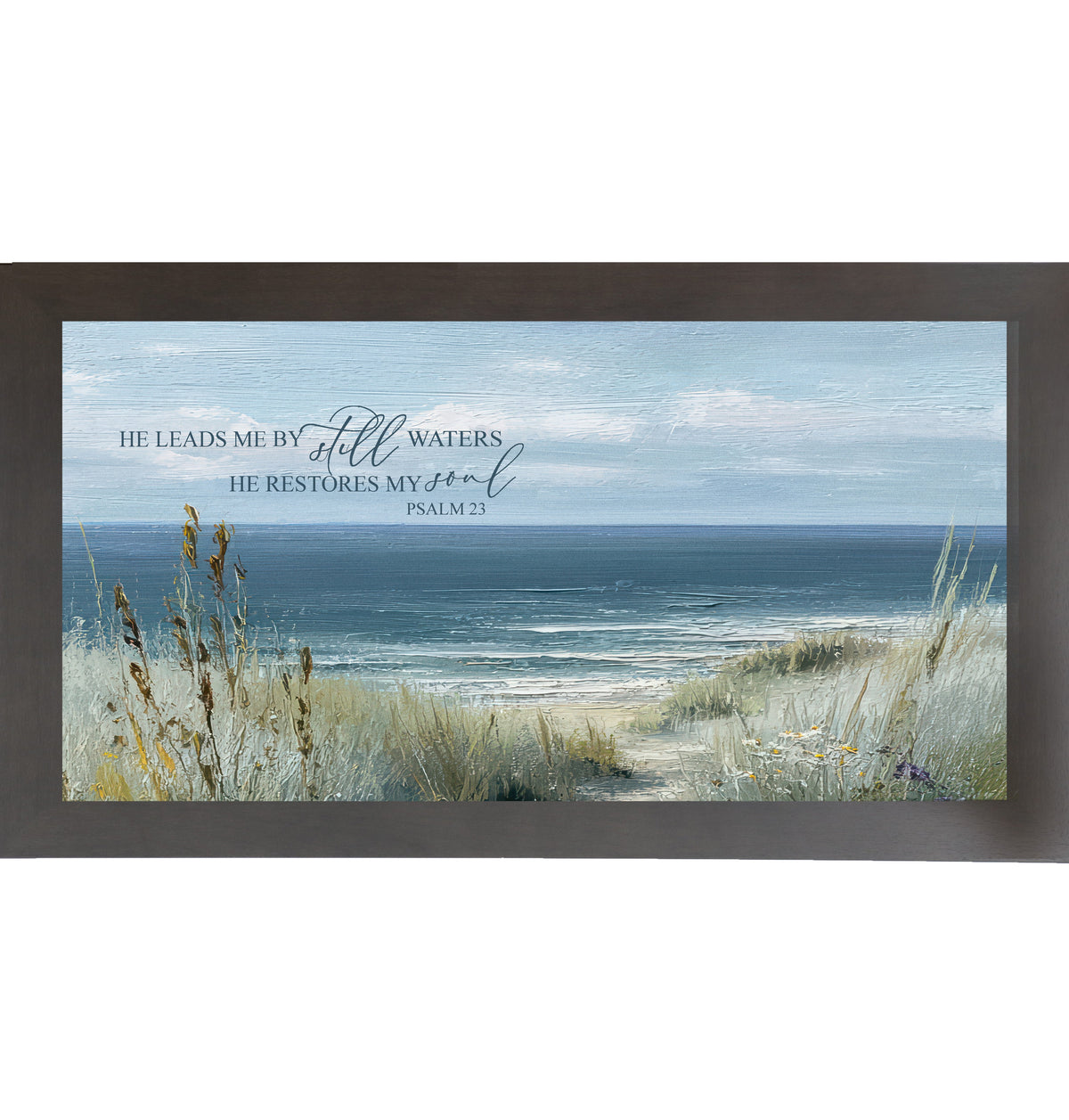 He Leads Me By Still Waters Psalm 23 coastal framed wall art - view 7